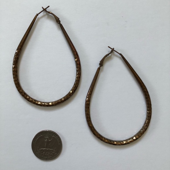 Extra Large Hammered Bronze Hoops - Picture 2 of 5